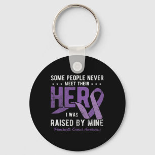 Hero I Was Raised By Mine Pancreatic Cancer Awaren Keychain