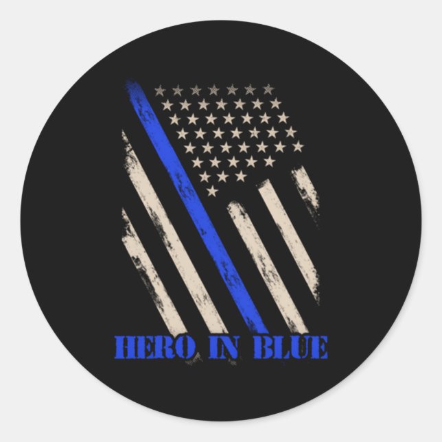Hero In Blue Police Officer Badge Back Up Mother F Classic Round Sticker (Front)