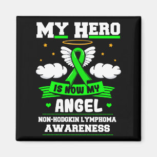Hero Is Angel Non-Hodgkin Lymphoma Green Clouds Magnet