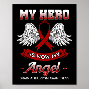 Hero Is Now My Angel Brain Aneurysm Awareness Gift Poster