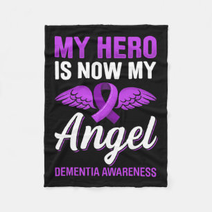 Hero Is Now My Angel Dementia Awareness Alzheimerh Fleece Blanket