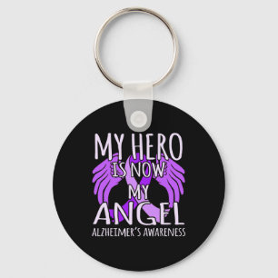 Hero Is Now My Angel Heimerheimer's Awareness Purp Keychain