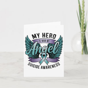 Hero Is Now My Angel Suicide Awareness Purple Turq Card