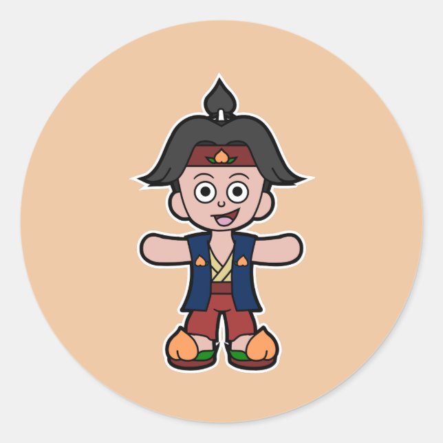 Hero Momotaro, the Peach Boy Classic Round Sticker (Front)