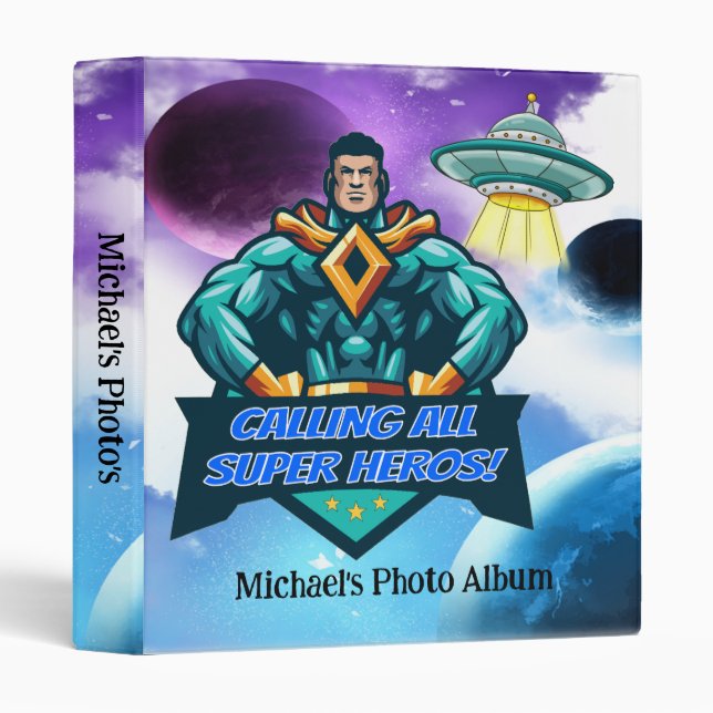 Hero Outer Space Boy Photo Album 3 Ring Binder (Front/Spine)