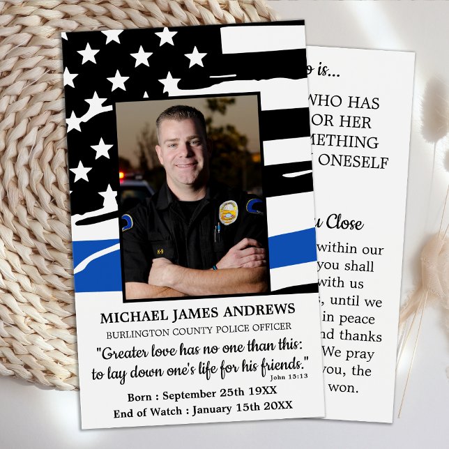 Hero Police Officer Memorial Funeral Prayer Card (Creator Uploaded)