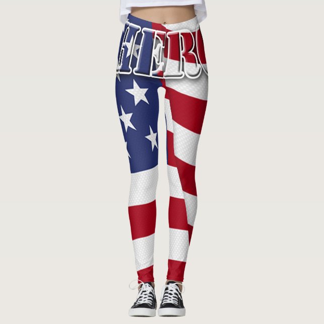 Hero With America Flag Leggings (Front)