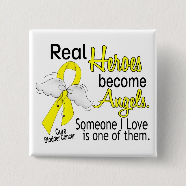Heroes Become Angels Bladder Cancer 2 Inch Square Button (Front)