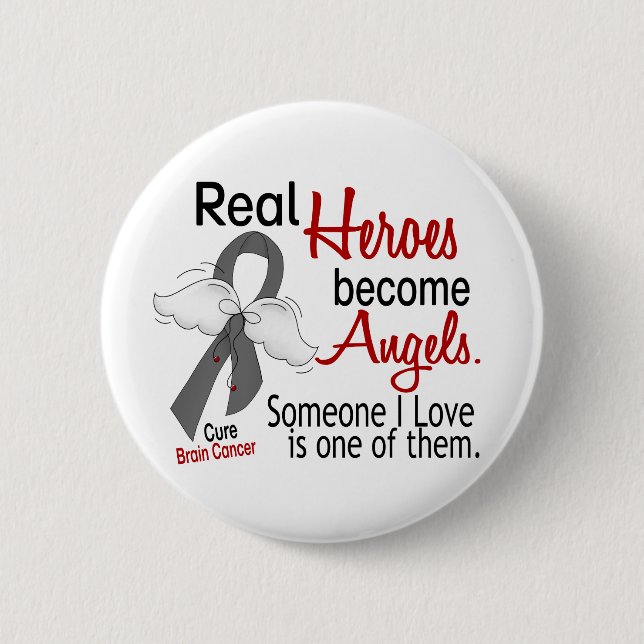 Heroes Become Angels Brain Cancer 2 Inch Round Button (Front)