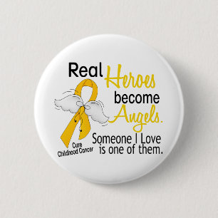 Heroes Become Angels Childhood Cancer 2 Inch Round Button