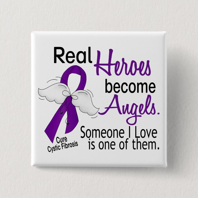 Heroes Become Angels Cystic Fibrosis 2 Inch Square Button (Front)