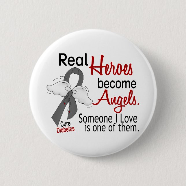 Heroes Become Angels Diabetes 2 Inch Round Button (Front)