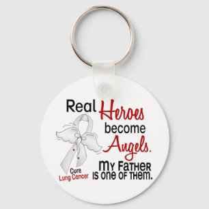 Heroes Become Angels Father Lung Cancer Keychain