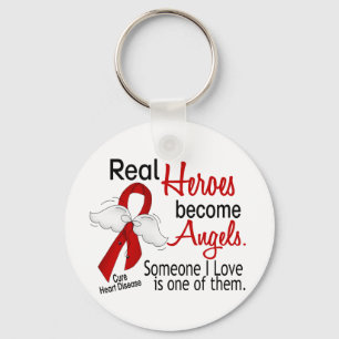 Heroes Become Angels Heart Disease Keychain