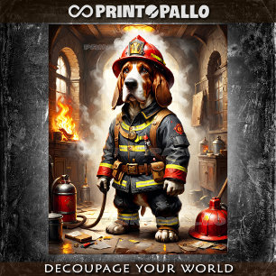 Heroic Basset Hound dog acting as a Firefighter - Tissue Paper