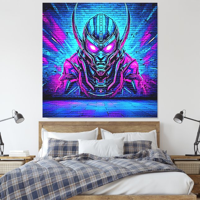 Heroic Cyberpunk Vibe Canvas Print (Insitu(Bedroom))