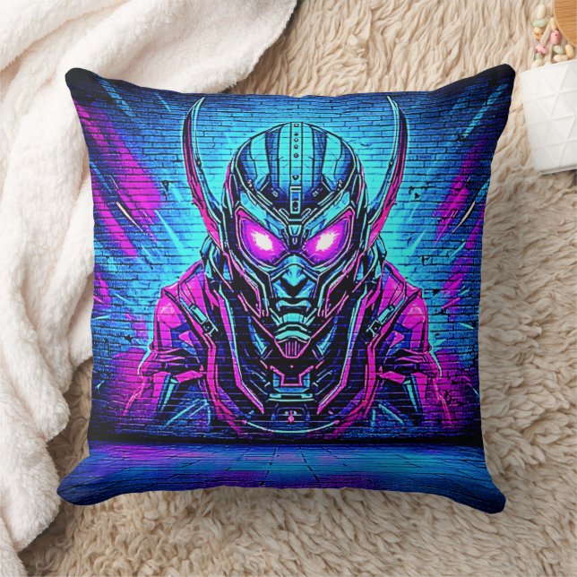 Heroic Cyberpunk Vibe Throw Pillow (Blanket)