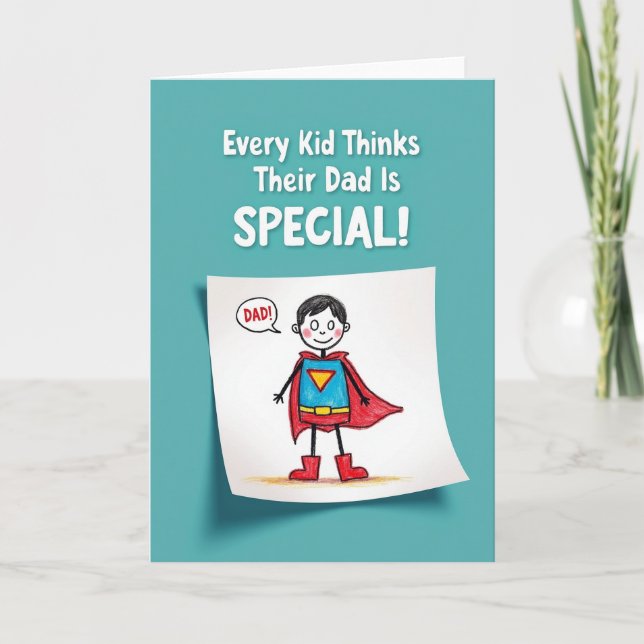 Heroic Fathers Day Drawing Card (Front)