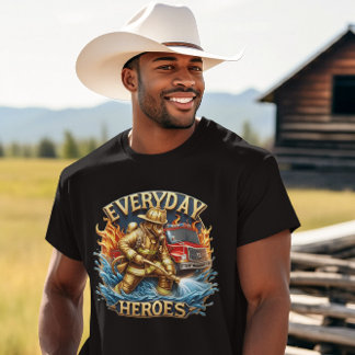 Heroic Firefighter Battles Blaze T-Shirt
