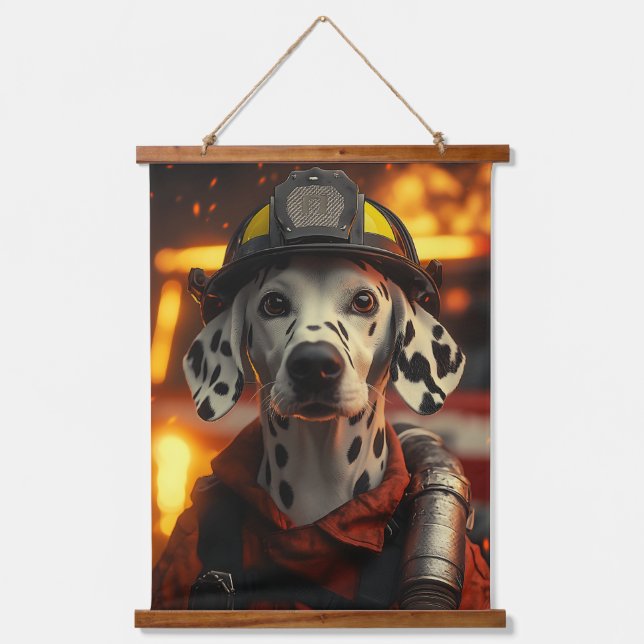 Heroic Firefighter Dalmatian Hanging Tapestry (Front)