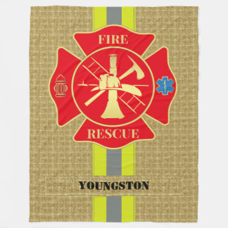 Heroic Firefighter Maltese Cross Cozy Design Fleece Blanket