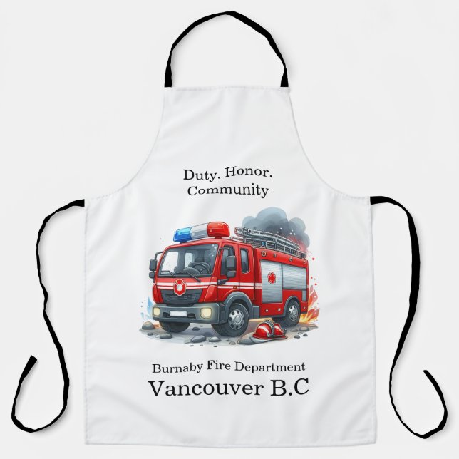 Heroic firefighter tackles city blaze apron (Front)