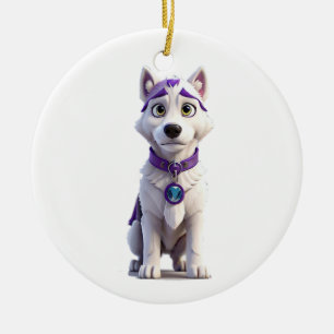 Heroic Husky Ceramic Ornament