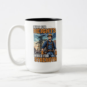 Heroic Lineman Power Line Worker Birthday Gift Two-Tone Coffee Mug