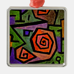 Heroic Roses, famous Paul Klee painting,  Metal Ornament