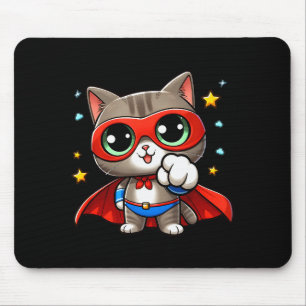 Heroic Super Cat With Cape Gift Men Kids Women Fun Mouse Pad