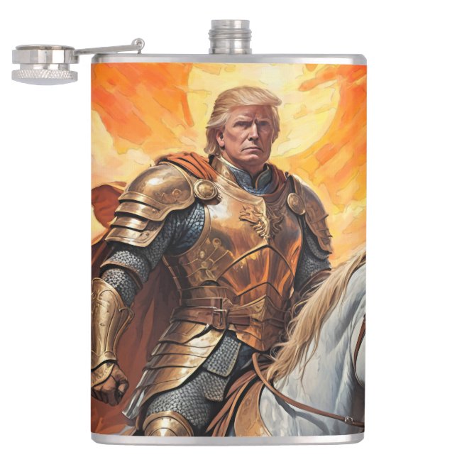 Heroic Trump Warrior in Golden Armour Hip Flask (Opened)