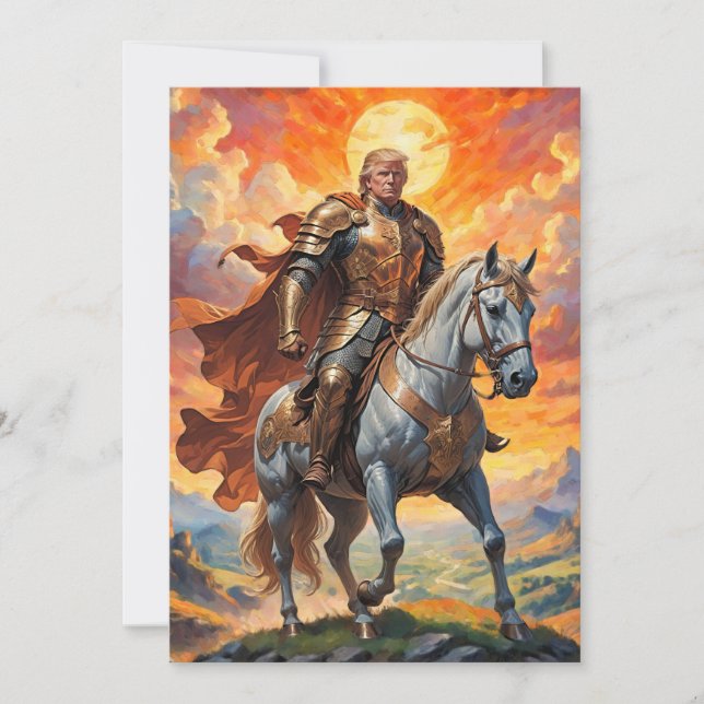 Heroic Trump Warrior in Golden Armour Invitation (Front)