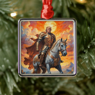 Heroic Trump Warrior in Golden Armour Metal Ornament