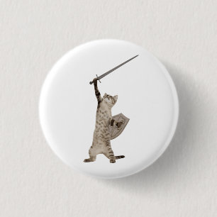 Heroic Warrior Knight Cat 1 Inch Round Button