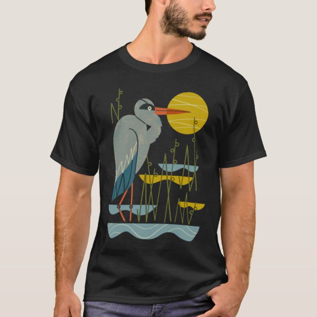 Heron Among Reeds T-Shirt (Front)