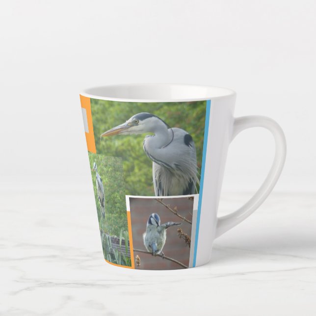 Heron and Little Bird Collage Latte Mug (Right)