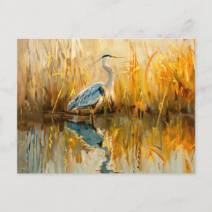 Heron at Dawn by the Water Holiday Postcard