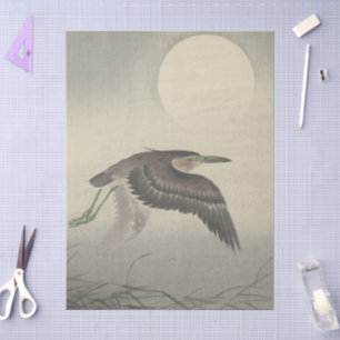 Heron At Full Moon by Ohara Koson Decoupage Tissue Paper
