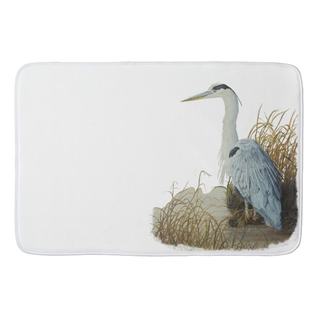 Heron At Marsh Edge Bath Mat (Front)