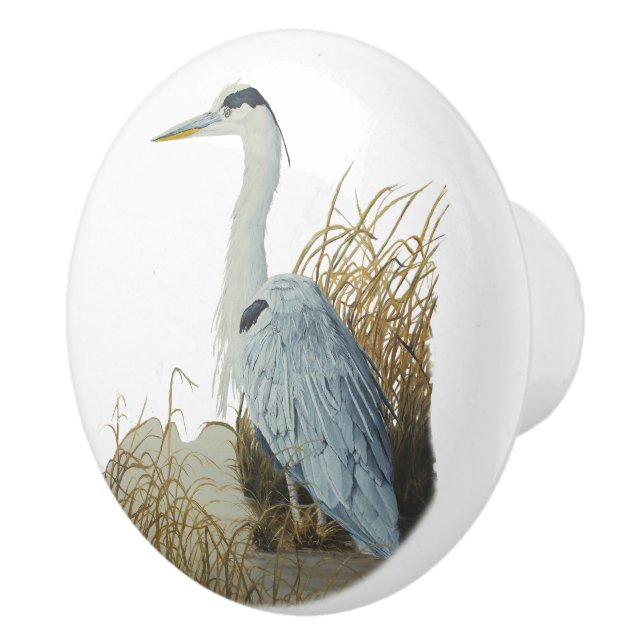 Heron At Marsh Edge Ceramic Knob (Right)