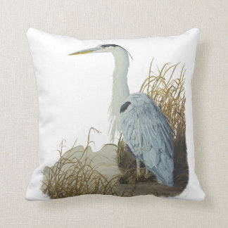 Heron At Marsh Edge Throw Pillow