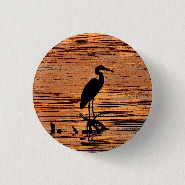 Heron at Sunset 1 Inch Round Button (Front)