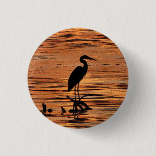 Heron at Sunset 1 Inch Round Button