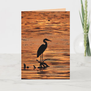 Heron at Sunset Birthday Card