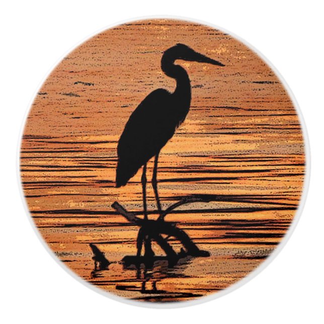 Heron at Sunset Ceramic Knob (Front)