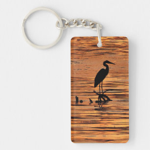 Heron at Sunset Keychain