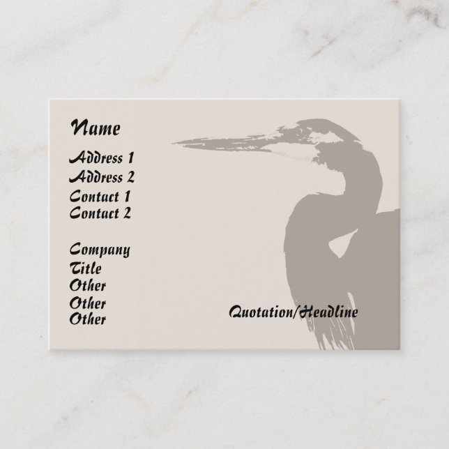Heron Bird Wildlife Animals Wetlands Business Card (Front)