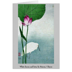 Héron blanc et lotus de Baison, Ukiyoe