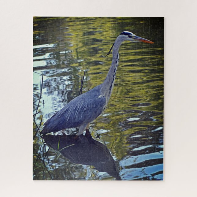 Heron Feeding in the Pond at RHS Wisley, UK Jigsaw Puzzle (Vertical)