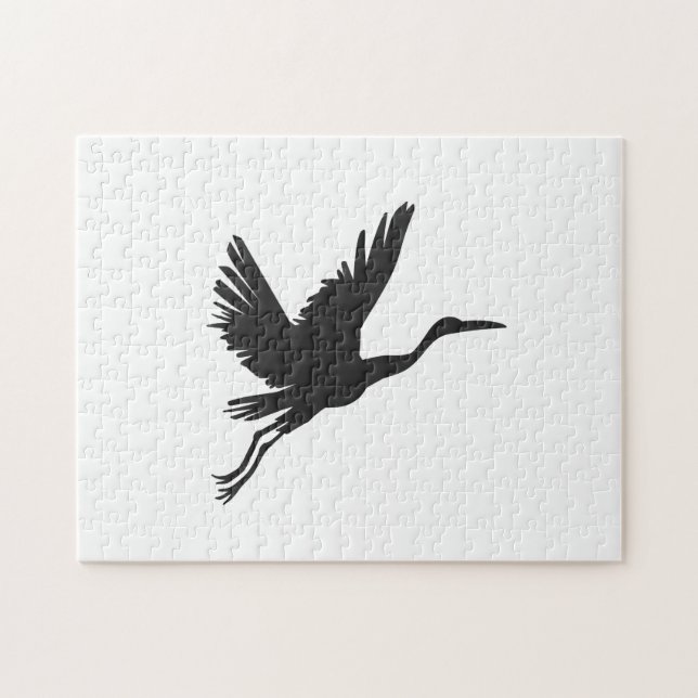 Heron flying silhouette - Choose background colour Jigsaw Puzzle (Horizontal)